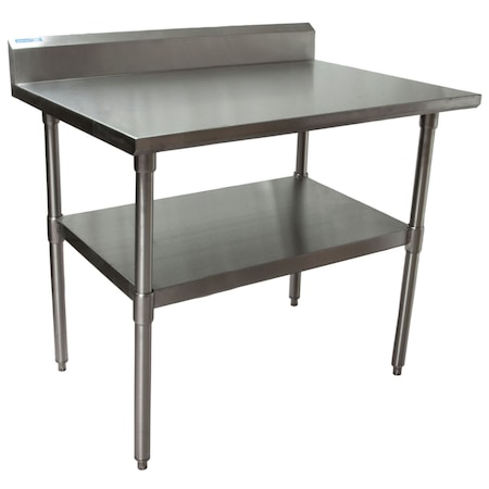 Bk Resources Work Table Stainless Steel With Undershelf, 5" Backsplash 48"Wx24"D VTTR5-4824
